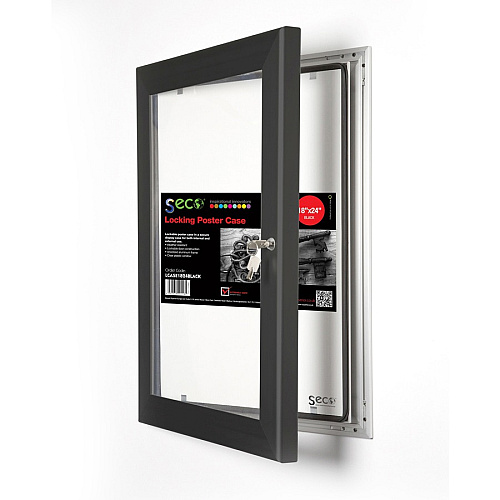 Seco Locking Poster Case 18" x 24" Frame Size - Rectangle - Portrait, Landscape - Black - Weather Proof, Shatter Proof, Lockable, Rust Proof, Water Proof - Aluminum, Plastic, Polycarbonate - Black - 1 Each (LCASE1824BL)