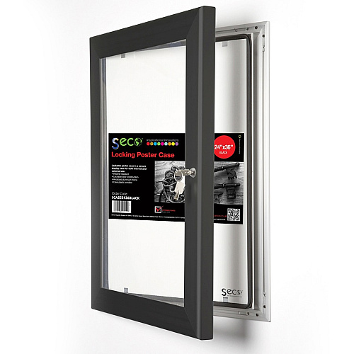 Seco Locking Poster Case 24" x 36" Frame Size - Rectangle - Portrait, Landscape - Black - Weather Proof, Shatter Proof, Lockable, Rust Proof, Water Proof - Aluminum, Plastic, Polycarbonate - Black - 1 Each (LCASE2436BL)