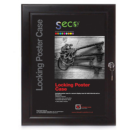 Seco Locking Poster Case 40" x 60" Frame Size - Rectangle - Portrait, Landscape - Black - Weather Proof, Shatter Proof, Lockable, Rust Proof, Water Proof - Aluminum, Plastic, Polycarbonate - Black - 1 Each (LCASE4060BLK)