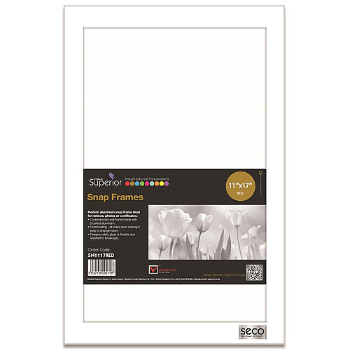 Seco Mitred Snap Frame 11" x 17" Frame Size - Rectangle - Durable - Aluminum - White - 1 Each (SN1117WHITE)