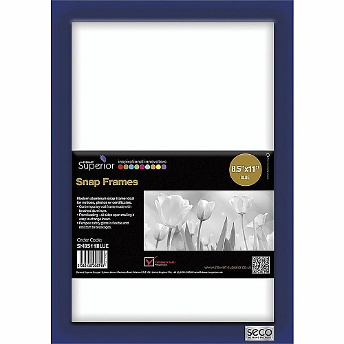 Seco Mitred Snap Frame 8.50" x 11" Frame Size - Rectangle - Durable - Aluminum - Blue - 1 Each (SN8511BLUE)