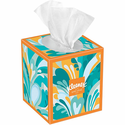 Kleenex&reg; Anti-viral Facial Tissue, 3-Ply, 55 Sheet Box 3 Ply - WhiteBox - 55/Box - 1 Each (54505)