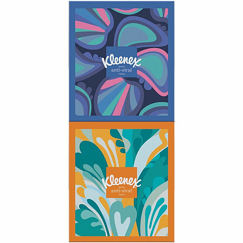 Kleenex&reg; Anti-viral Facial Tissue, 3-Ply, 55 Sheet Box, 12 Boxes 3 Ply - WhiteBox - 55/Box - 48 / Carton (54506CT)