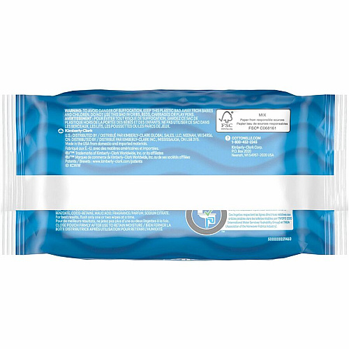 Cottonelle Flushable Wipes 7.25" Length - CleaningRipples Texture - White - FiberPacket - 42/Packet - 4 / Pack (54495)