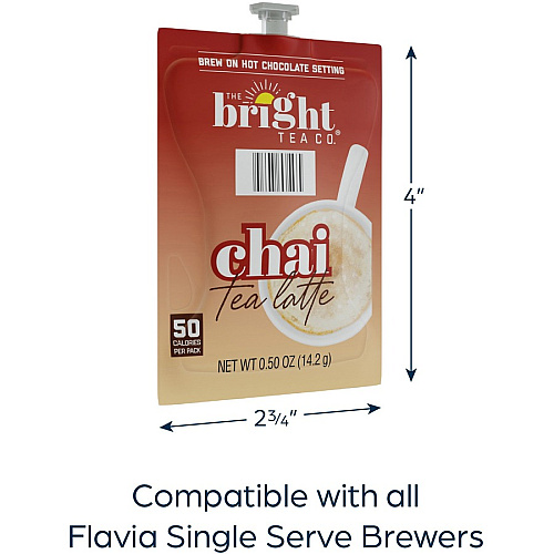 The Bright Tea Co. Chai Tea Latte Freshpack Compatible with Flavia Aroma, Flavia Creation 300, FLAVIA Creation 600 - 72 / Carton (48055)