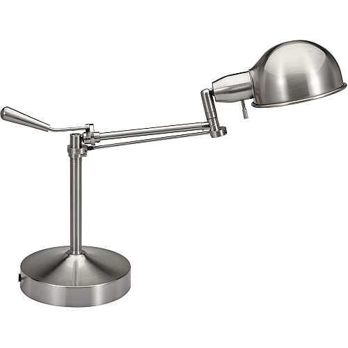 Victory Light V-Light Tilt-arm Desk Lamp 24" Height - 10 W LED Bulb - Brushed Nickel - Tilted Arm, Adjustable Shade - Metal - Desk Mountable - Gray - for Desk, Indoor - 1 Each (VS687372BN)