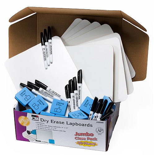 CLI Lapboard Classpack 12" (1 ft) Width x 9" (0.8 ft) Height - White Masonite Surface - Lap - 30 / Set (35090)