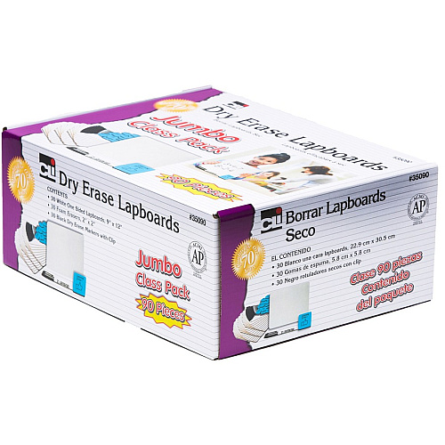 CLI Lapboard Classpack 12" (1 ft) Width x 9" (0.8 ft) Height - White Masonite Surface - Lap - 30 / Set (35090)