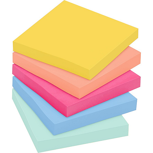 Post-it&reg; Super Sticky Multi-Pack Notes - Summer Joy Color Collection 4" Flag/Note Width x 6" Flag/Note Length - Rectangle - 90 Sheets per Pad - Citron, Papaya Fizz, Power Pink, Washed Denim, Fresh Mint - Sticky, Recyclable - 3 / Pack (6603SSJOY)