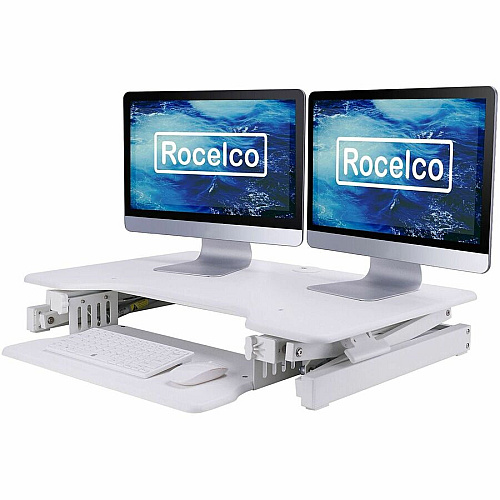 Rocelco EADRW- Sit Stand Desk Riser 7" Height x 34.50" Width x 23" Depth - Desktop - Black - For Monitor, Notebook, Keyboard, Workstation - Sit-stand, Keyboard Tray, Ergonomic, Sturdy, Handle, Cable Management - 1 Each (READRW)