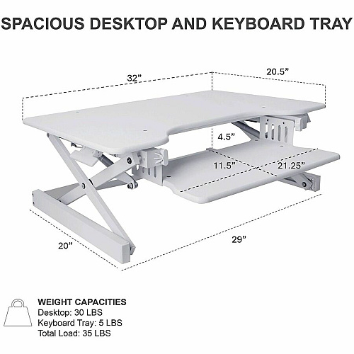 Rocelco EADRW- Sit Stand Desk Riser 7" Height x 34.50" Width x 23" Depth - Desktop - Black - For Monitor, Notebook, Keyboard, Workstation - Sit-stand, Keyboard Tray, Ergonomic, Sturdy, Handle, Cable Management - 1 Each (READRW)