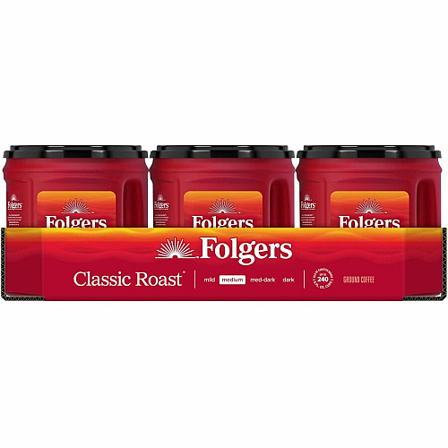 Folgers&reg; Ground Classic Roast Coffee Medium - 25.9 oz Per Canister - Ground - Classic Roast - 6 / Carton (30407CT)