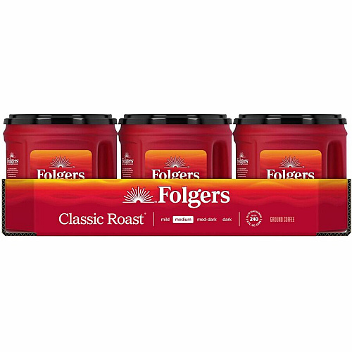 Folgers&reg; Ground Classic Roast Coffee Medium - 25.9 oz Per Canister - Ground - Classic Roast - 1 Each (30407)