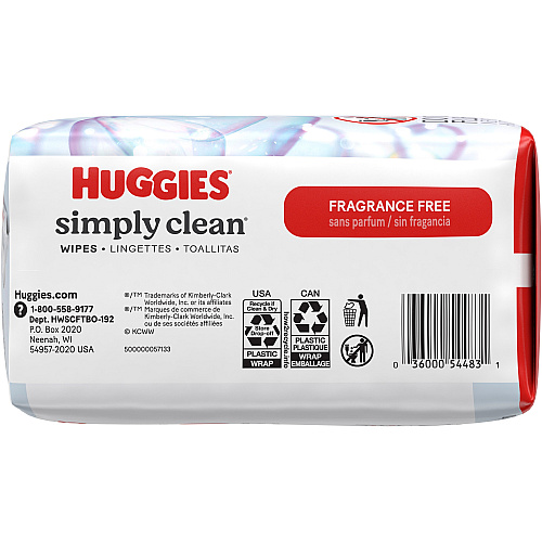 Huggies Simply Clean Wipes WhitePacket - 64/Packet - 3 / Pack (54483)