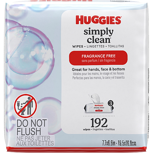 Huggies Simply Clean Wipes WhitePacket - 64/Packet - 3 / Pack (54483)