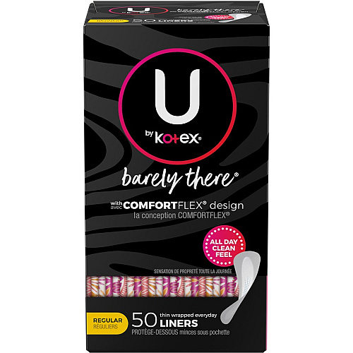 U by Kotex Barely There Panty Liner Regular - Individually Wrapped - 50/Box - 1 Each (42489)