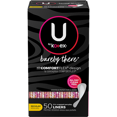U by Kotex Barely There Panty Liner Regular - Individually Wrapped - 50/Box - 1 Each (42489)