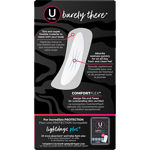 U by Kotex Barely There Panty Liner Regular - Individually Wrapped - 50/Box - 1 Each (42489)