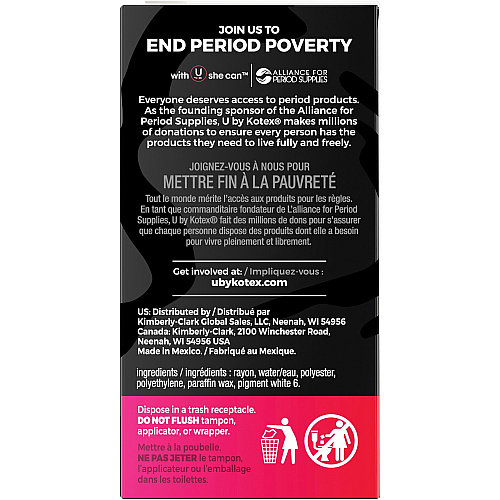 Kimberly-Clark U by Kotex Click Tampon Regular Regular - Anti-leak, Fragrance-free, Comfortable, Unscented - 16 / Box (53445)