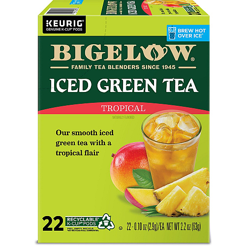 Bigelow&reg; Tropical Iced Green Tea K-Cup Compatible with Keurig Brewer - Green Tea - 22 / Box (2870)