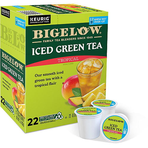 Bigelow&reg; Tropical Iced Green Tea K-Cup Compatible with Keurig Brewer - Green Tea - 22 / Box (2870)