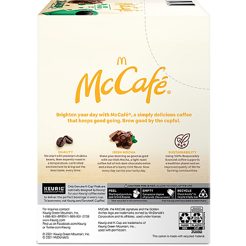 McCafe McCaf&eacute;&reg; K-Cup Irish Mocha Compatible with K-Cup Brewer - Light - K-Cup - Irish Mocha - 24 / Box (9459)