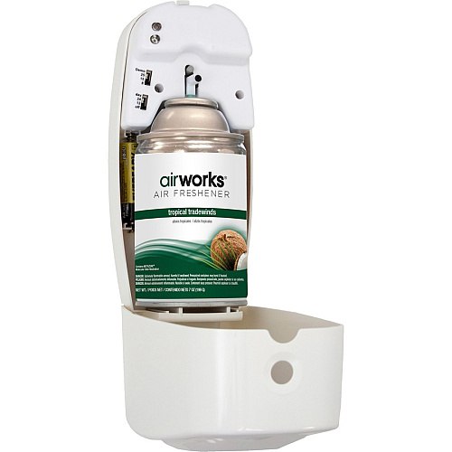 AirWorks Metered Aerosol Air Fresheners Spray - 6000 ft - 7 fl oz (0.2 quart) - Tropical Tradewind - Wall Mountable - 12 / Carton (07908)