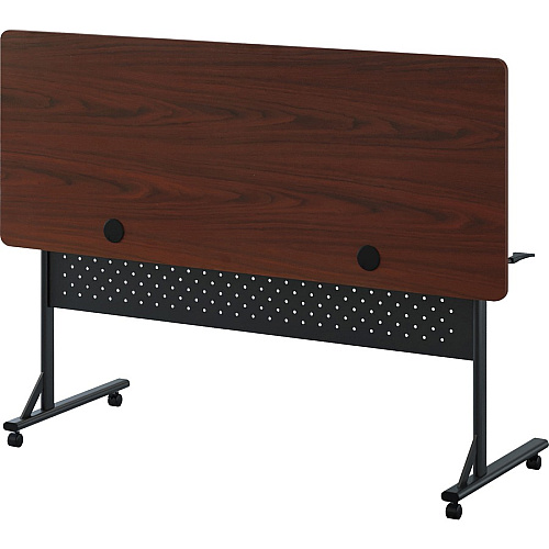 Lorell Shift 2.0 Flip and Nesting Mobile Table Laminated Rectangle Top - 60" Table Top Length x 24" Table Top Width x 1" Table Top Thickness - 29.50" Height - Assembly Required - Mahogany - 1 Each (LLR60760)