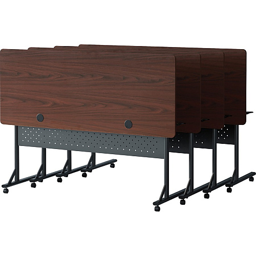 Lorell Shift 2.0 Flip and Nesting Mobile Table Laminated Rectangle Top - 60" Table Top Length x 24" Table Top Width x 1" Table Top Thickness - 29.50" Height - Assembly Required - Mahogany - 1 Each (LLR60760)