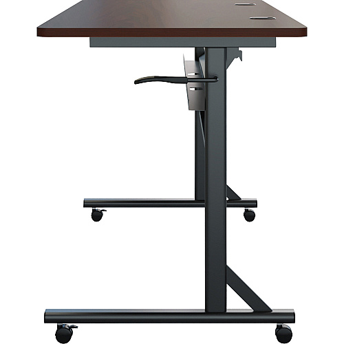 Lorell Shift 2.0 Flip and Nesting Mobile Table Laminated Rectangle Top - 60" Table Top Length x 24" Table Top Width x 1" Table Top Thickness - 29.50" Height - Assembly Required - Mahogany - 1 Each (LLR60760)