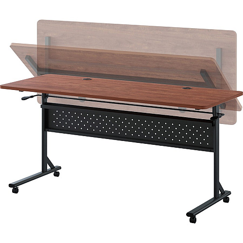Lorell Shift 2.0 Flip and Nesting Mobile Table Laminated Rectangle Top - 60" Table Top Length x 24" Table Top Width x 1" Table Top Thickness - 29.50" Height - Assembly Required - Cherry - 1 Each (LLR60762)