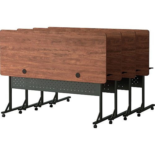 Lorell Shift 2.0 Flip and Nesting Mobile Table Laminated Rectangle Top - 60" Table Top Length x 24" Table Top Width x 1" Table Top Thickness - 29.50" Height - Assembly Required - Cherry - 1 Each (LLR60762)