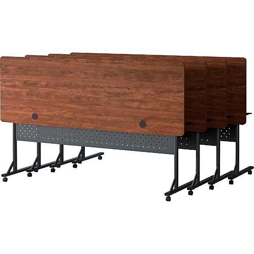 Lorell Shift 2.0 Flip and Nesting Mobile Table Laminated Rectangle Top - 72" Table Top Length x 24" Table Top Width x 1" Table Top Thickness - 29.50" Height - Assembly Required - Cherry - 1 Each (LLR60763)