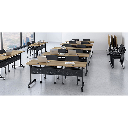 Lorell Shift 2.0 Flip and Nesting Mobile Table Laminated Rectangle Top - 60" Table Top Length x 24" Table Top Width x 1" Table Top Thickness - 29.50" Height - Assembly Required - Walnut - 1 Each (LLR60764)