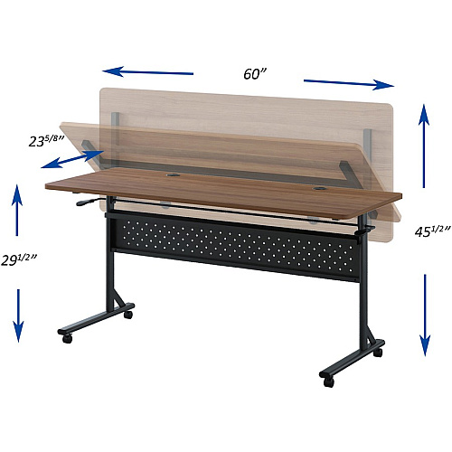 Lorell Shift 2.0 Flip and Nesting Mobile Table Laminated Rectangle Top - 60" Table Top Length x 24" Table Top Width x 1" Table Top Thickness - 29.50" Height - Assembly Required - Walnut - 1 Each (LLR60764)