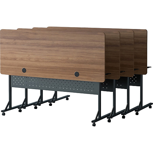 Lorell Shift 2.0 Flip and Nesting Mobile Table Laminated Rectangle Top - 60" Table Top Length x 24" Table Top Width x 1" Table Top Thickness - 29.50" Height - Assembly Required - Walnut - 1 Each (LLR60764)