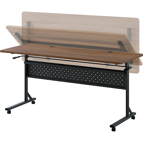Lorell Shift 2.0 Flip and Nesting Mobile Table Laminated Rectangle Top - 60" Table Top Length x 24" Table Top Width x 1" Table Top Thickness - 29.50" Height - Assembly Required - Walnut - 1 Each (LLR60764)