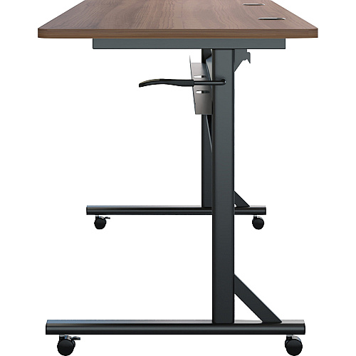 Lorell Shift 2.0 Flip and Nesting Mobile Table Laminated Rectangle Top - 60" Table Top Length x 24" Table Top Width x 1" Table Top Thickness - 29.50" Height - Assembly Required - Walnut - 1 Each (LLR60764)