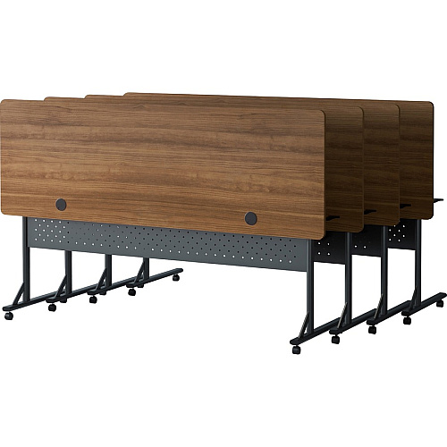 Lorell Shift 2.0 Flip and Nesting Mobile Table Laminated Rectangle Top - 72" Table Top Length x 24" Table Top Width x 1" Table Top Thickness - 29.50" Height - Assembly Required - Walnut - 1 Each (LLR60765)