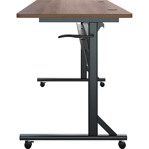 Lorell Shift 2.0 Flip and Nesting Mobile Table Laminated Rectangle Top - 72" Table Top Length x 24" Table Top Width x 1" Table Top Thickness - 29.50" Height - Assembly Required - Walnut - 1 Each (LLR60765)