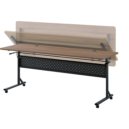 Lorell Shift 2.0 Flip and Nesting Mobile Table Laminated Rectangle Top - 72" Table Top Length x 24" Table Top Width x 1" Table Top Thickness - 29.50" Height - Assembly Required - Walnut - 1 Each (LLR60765)