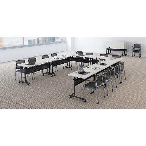 Lorell Shift 2.0 Flip and Nesting Mobile Table Laminated Rectangle Top - 60" Table Top Length x 24" Table Top Width x 1" Table Top Thickness - 29.50" Height - Assembly Required - Gray - 1 Each (LLR60766)