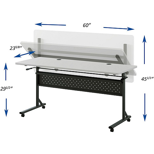 Lorell Shift 2.0 Flip and Nesting Mobile Table Laminated Rectangle Top - 60" Table Top Length x 24" Table Top Width x 1" Table Top Thickness - 29.50" Height - Assembly Required - Gray - 1 Each (LLR60766)
