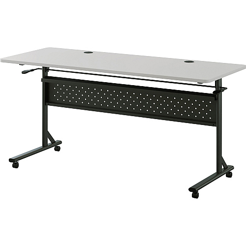 Lorell Shift 2.0 Flip and Nesting Mobile Table Laminated Rectangle Top - 60" Table Top Length x 24" Table Top Width x 1" Table Top Thickness - 29.50" Height - Assembly Required - Gray - 1 Each (LLR60766)