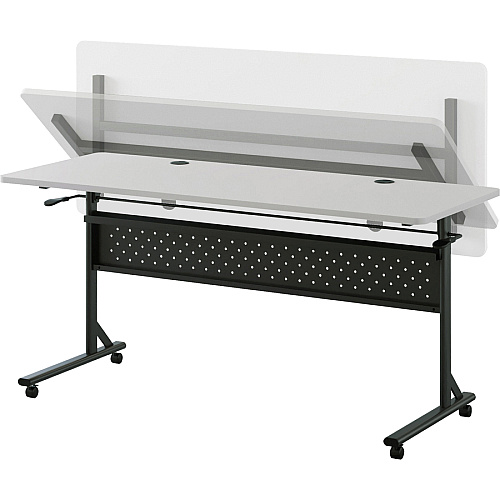 Lorell Shift 2.0 Flip and Nesting Mobile Table Laminated Rectangle Top - 60" Table Top Length x 24" Table Top Width x 1" Table Top Thickness - 29.50" Height - Assembly Required - Gray - 1 Each (LLR60766)