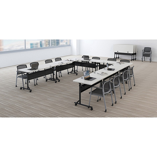 Lorell Shift 2.0 Flip and Nesting Mobile Table Laminated Rectangle Top - 72" Table Top Length x 24" Table Top Width x 1" Table Top Thickness - 29.50" Height - Assembly Required - Gray - 1 Each (LLR60767)