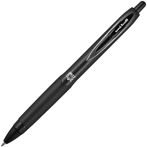 uni-ball uniball&trade; 207 Plus+ Gel Pen 0.7 mm Medium Pen Point - Retractable - Black Ink - Gel-based, Nanofiber Ink - Black Metal Barrel - 36 / Box (70455)