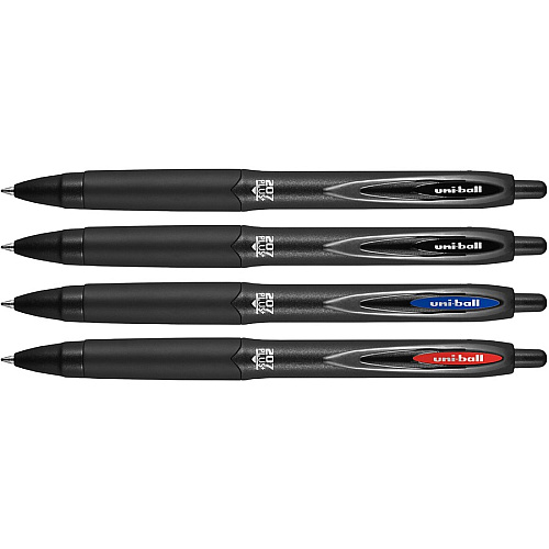 uni-ball uniball&trade; 207 Plus+ Gel Pen 0.7 mm Medium Pen Point - Retractable - Assorted Ink - Gel-based, Nanofiber Ink - Black Metal Barrel - 4 / Pack (70458)