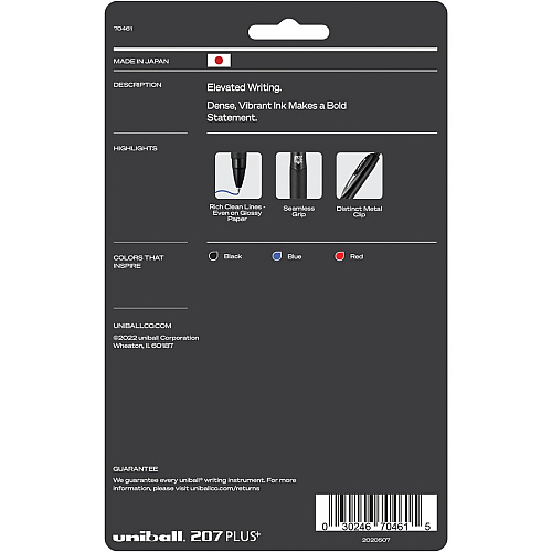 uni-ball uniball&trade; 207 Plus+ Gel Pen Medium Pen Point - Retractable - Assorted Ink - Gel-based - Black Metal Barrel - 6 / Pack (70461)