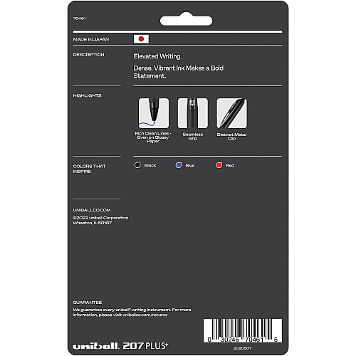 uni-ball uniball&trade; 207 Plus+ Gel Pen Medium Pen Point - Retractable - Assorted Ink - Gel-based - Black Metal Barrel - 6 / Pack (70461)